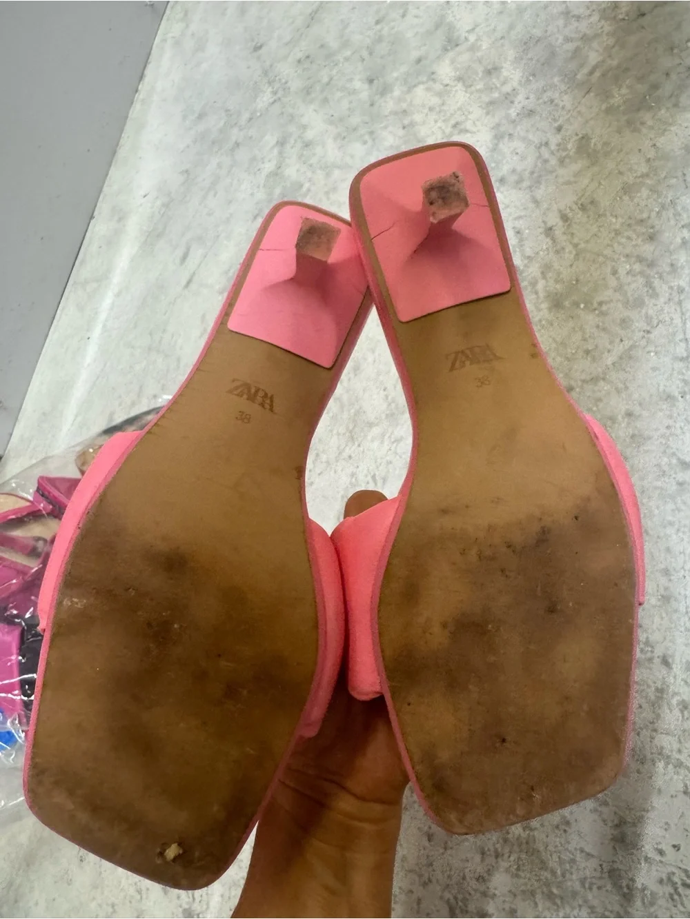 ZARA Coral-Pink Padded Slide Sandals - Picture 2 of 3